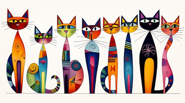 Photo of cats Wassily Kandinsky drawing style