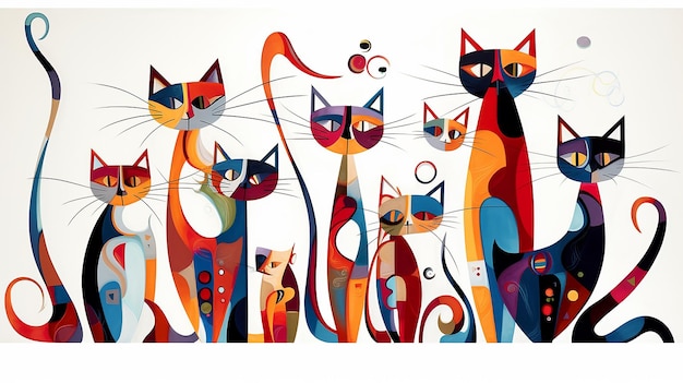 Photo of cats Wassily Kandinsky drawing style