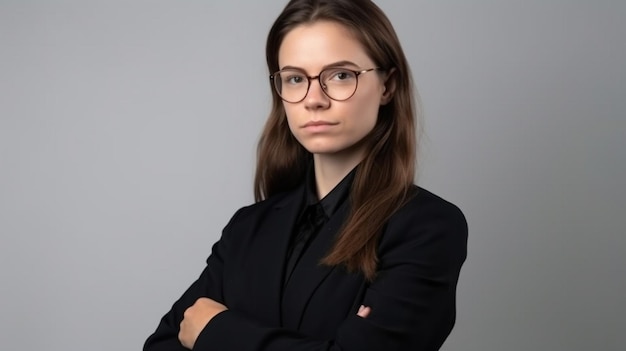 Photo of caucasian successful confident young businesswoman