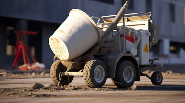 Photo a photo of a cement mixer in action