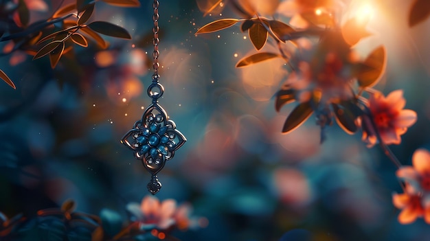 Photo photo of a charm in focus against a dreamy defocused collage