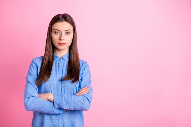 Photo of charming business lady with crossed arms