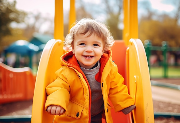 Photo of children having fun children playing at outdoor playground