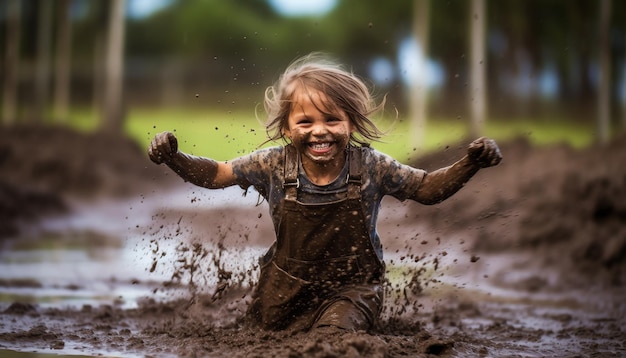 Photo a children playing with muds