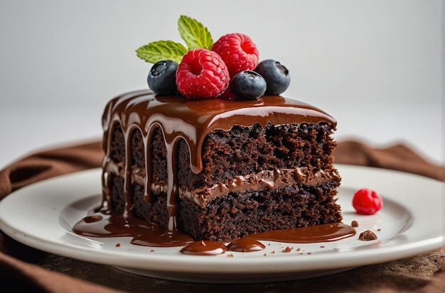 photo of a chocolate cake on a white background