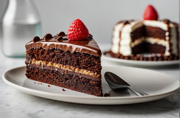 photo of a chocolate cake on a white background