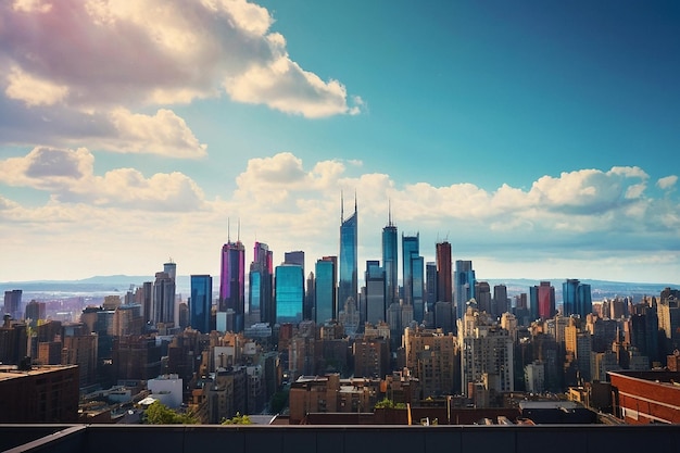 Photo of city skyline from a rooftop