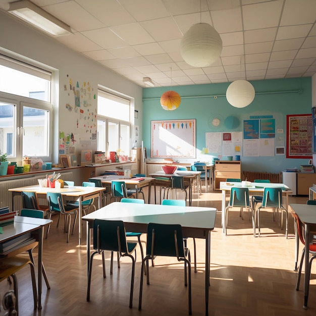 photo of a class room at the first school day daylight decoration colorful