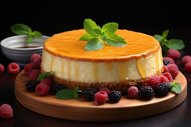 Photo of classic cheescake with berries