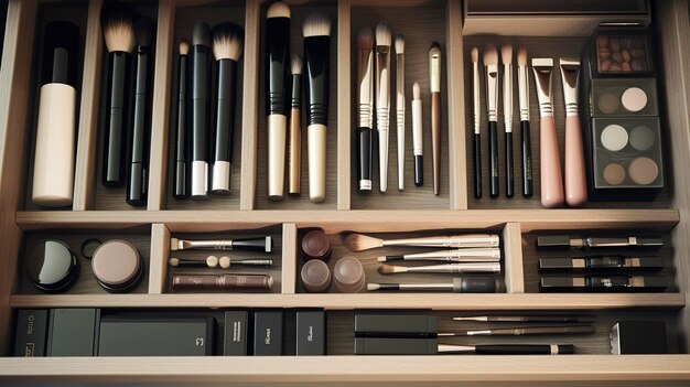 A photo of a clean and organized beauty drawer