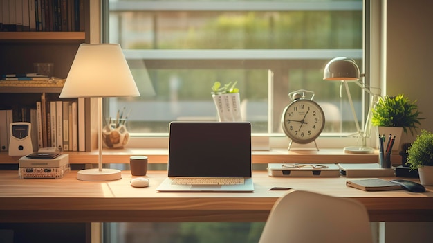 A photo of a clean and organized office desk space