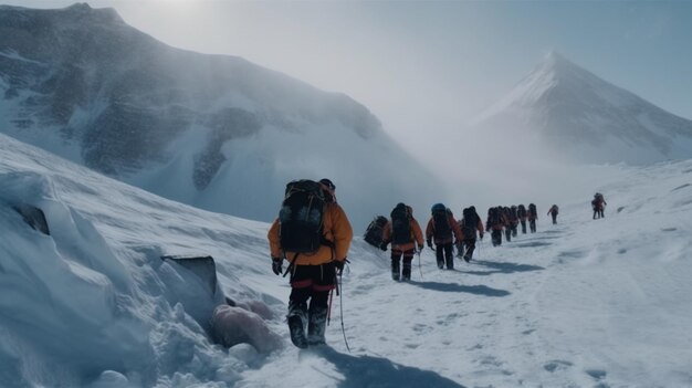 Photo photo of the climbers reaching the everest summit