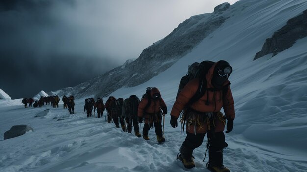 Photo photo of the climbers reaching the everest summit