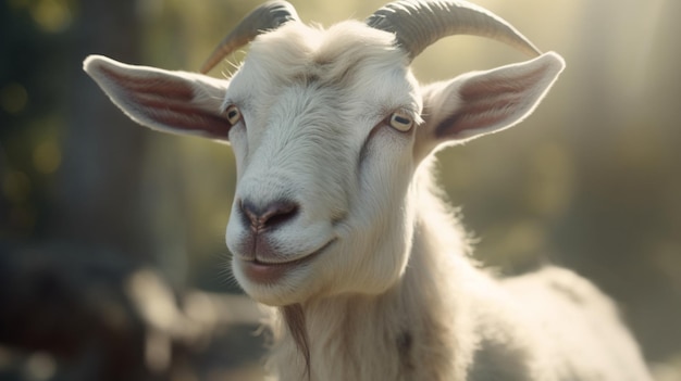 PHOTO CLOSE UP HORNED GOAT