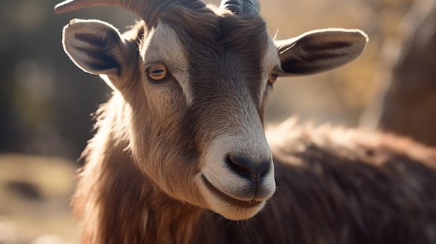 PHOTO CLOSE UP HORNED GOAT