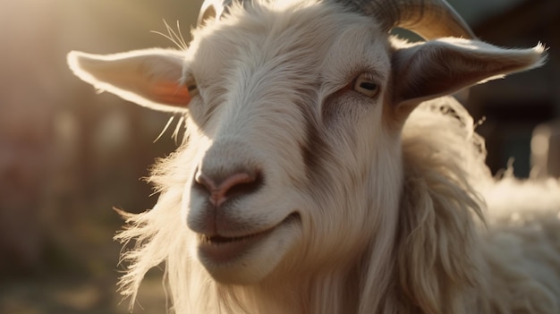 PHOTO CLOSE UP HORNED GOAT