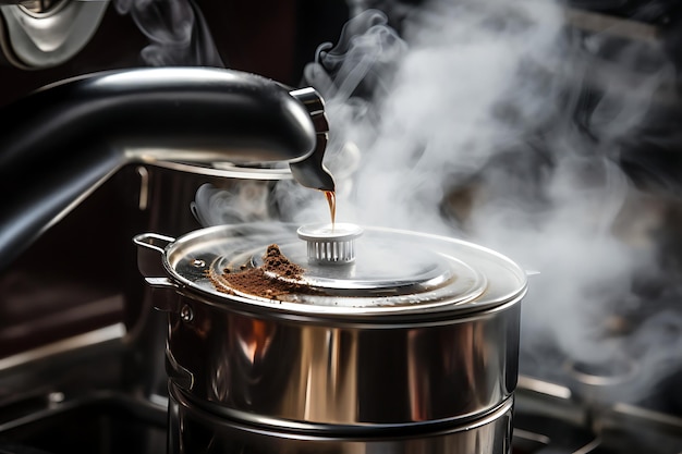 Photo of Closeup of a coffee percolator brewing