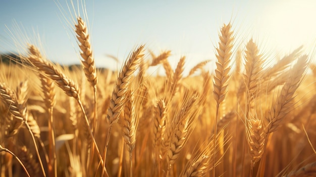 A photo of a closeup of healthy wheat crops in a field