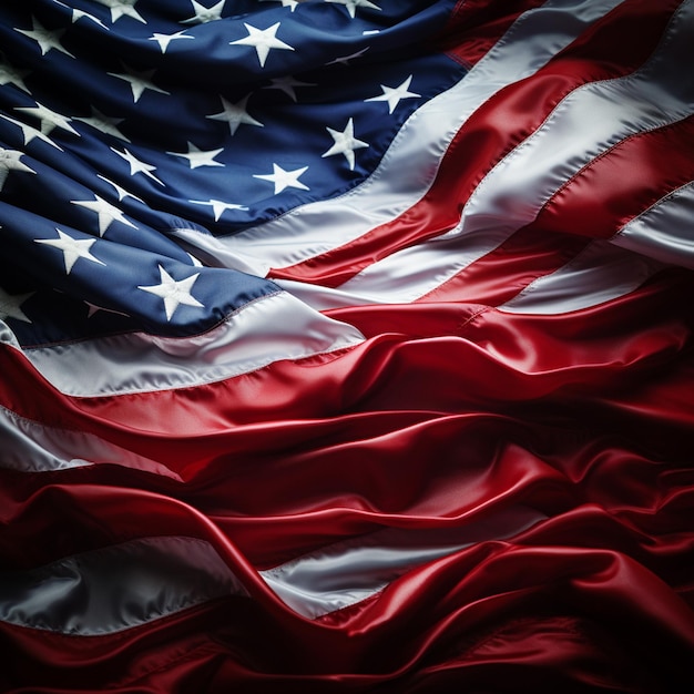 photo closeup shot of the waving flag of the united states of america with interesting textures