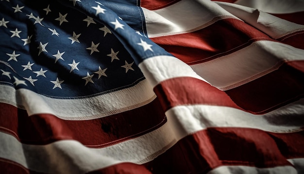 photo closeup shot of the waving flag of the united states of america with interesting textures.