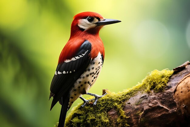 Photo of Closeup of a woodpecker on a tree trunk