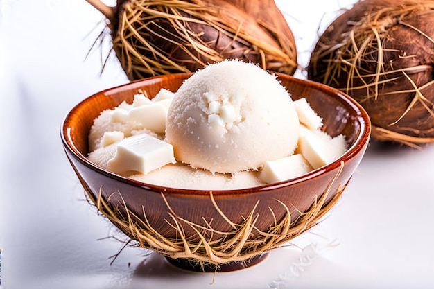 Photo coconut in a cup isolated coconut ice cream