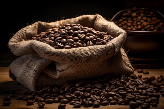 Photo of Coffee beans in a burlap sack