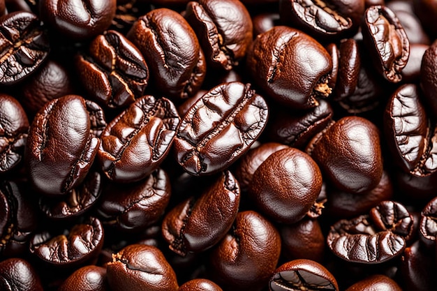 Photo coffee beans texture close up food background