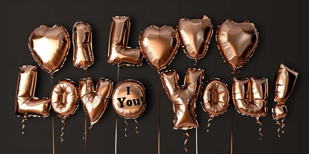 Photo of Colorful Balloon Text Style Photography in Champagne Background