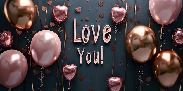 Photo of Colorful Balloon Text Style Photography in Champagne Background