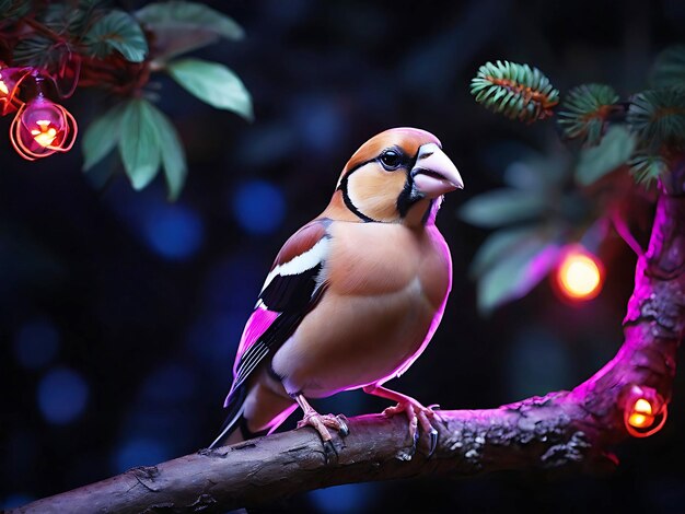 Photo colorful bird sitting on the tree branch AI Generate