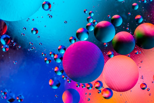 Photo of colorful bubbles of oxygen in water