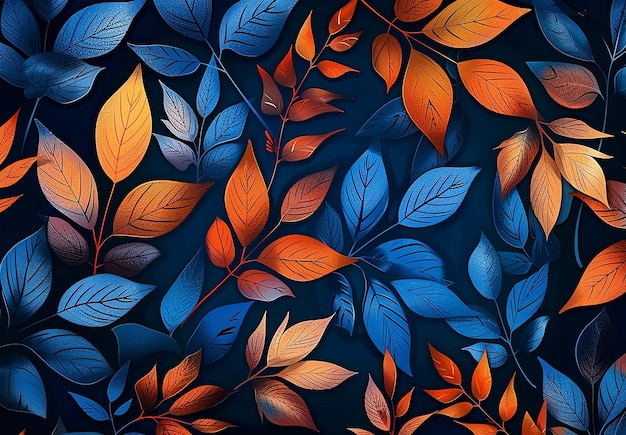 Photo of colorful leaves pattern wallpaper background design