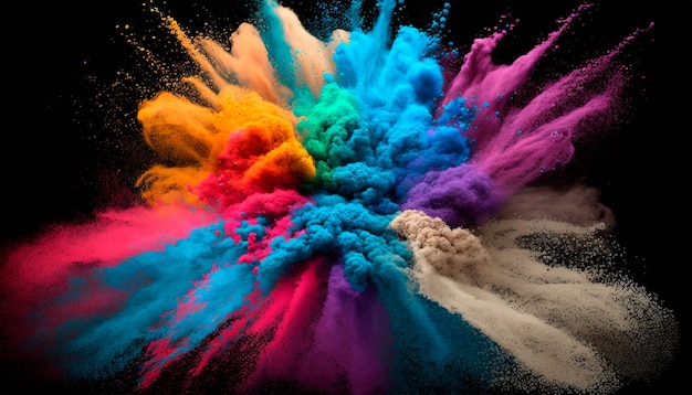 Photo colorful mixed rainbow holi powder