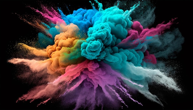 Photo colorful mixed rainbow holi powder