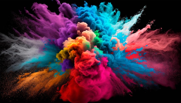 Photo colorful mixed rainbow holi powder