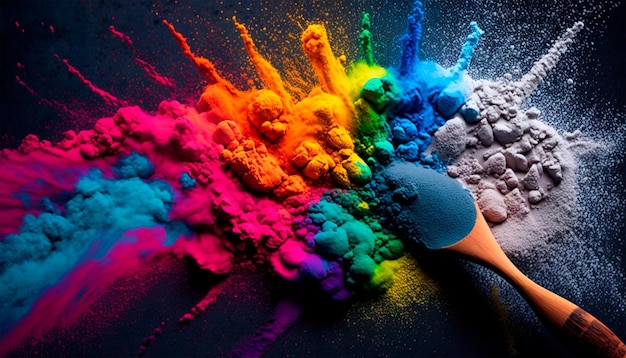 Photo colorful mixed rainbow holi powder