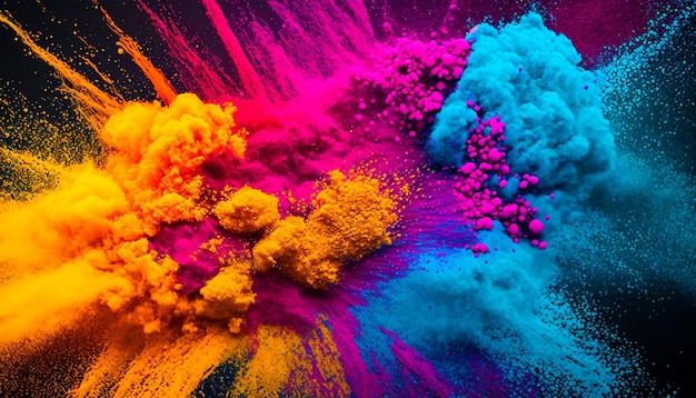 Photo colorful mixed rainbow holi powder