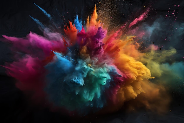 Photo colorful powder paint explosion