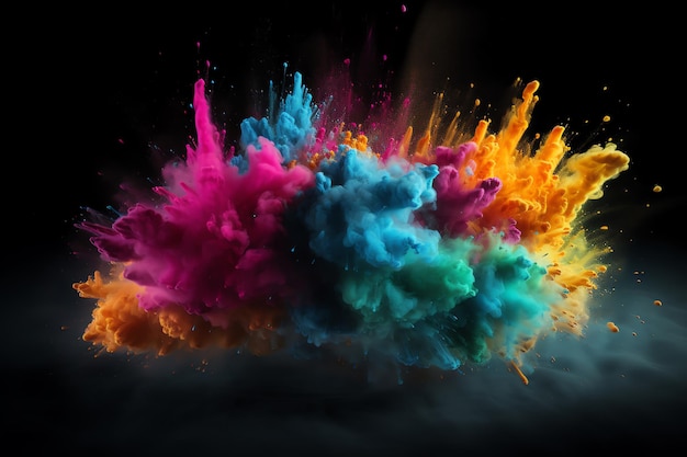 Photo colorful powder paint explosion