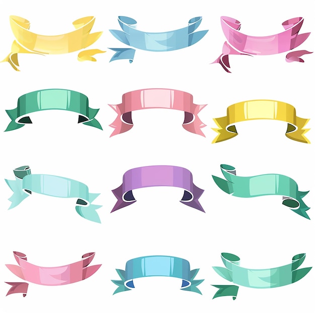 Photo of Colorful Ribbon Banners A Collection of Decorative Ribbons in Various Colors