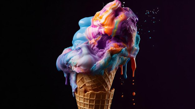 photo a colorful summer treat in melting ice cream