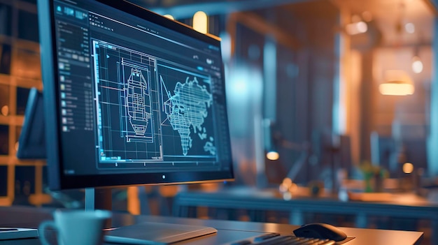 Photo a photo of a computeraided design cad screen