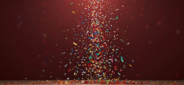 a photo of confetti with a red background