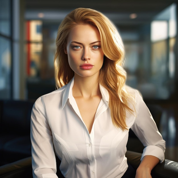 Photo of confident young beautiful businesswoman a realistic smiling business woman Generated AI