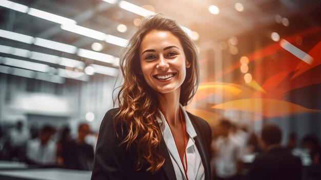 Photo of confident young beautiful businesswoman a realistic smiling business woman Generated AI