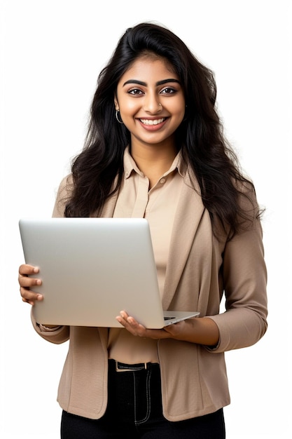 Photo of confident young beautiful businesswoman a realistic smiling business woman Generated AI