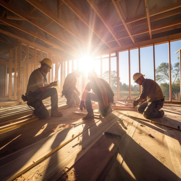 Photo of construction workers working in sunny weather