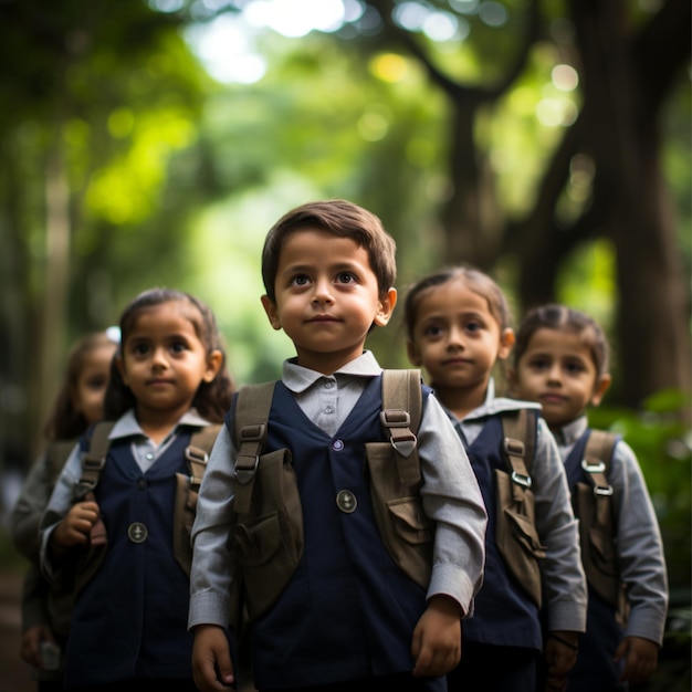 Photo contains several school children with expressions full of happiness