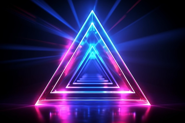 photo cool geometric triangular figure in a neon laser light great for backgrounds and wallpapers